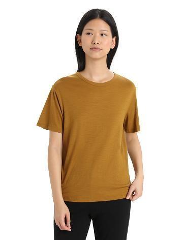 T Shirts Icebreaker Merino Granary Corta Sleeve Femme Marron | FR 1581XYUF